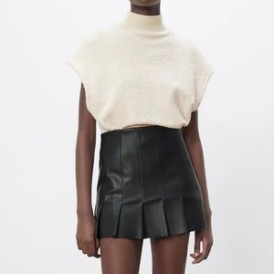 Zara faux leather box pleat mini skirt